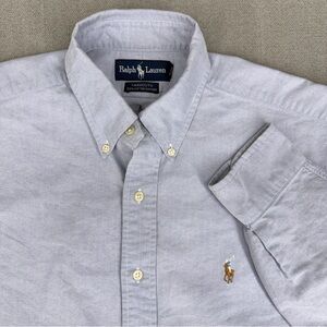 Ralph Lauren Men Button Oxford Shirt 15 1/2 35 Blue Yarmouth Flesh Pony Cotton